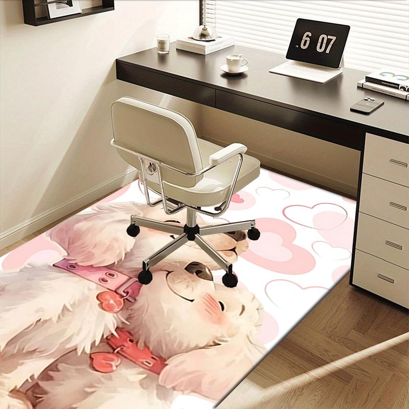 Cute Puppy ThemeLove Heart Chair Mat: Office Carpet, Oversized Rug for Home Decor, Sofa Mat, Gift Idea for Any Room