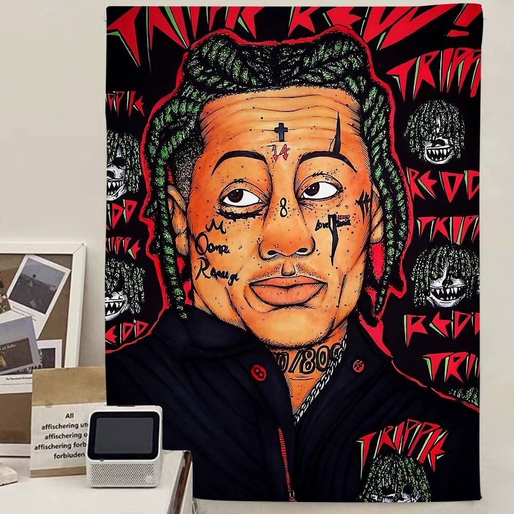 

Trippie Rapper Singer Redd Cartoon Tapestry Home Decoration Hippie Bohemian Decoration Divination Home Decor 74x94cm(29x37in)