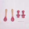 Silicone Baby Feeding Set Suction Bowl Plate Cup Fork Spoon Adjustable Bib Silicone Texture Suitable for Baby Toddlers Pink