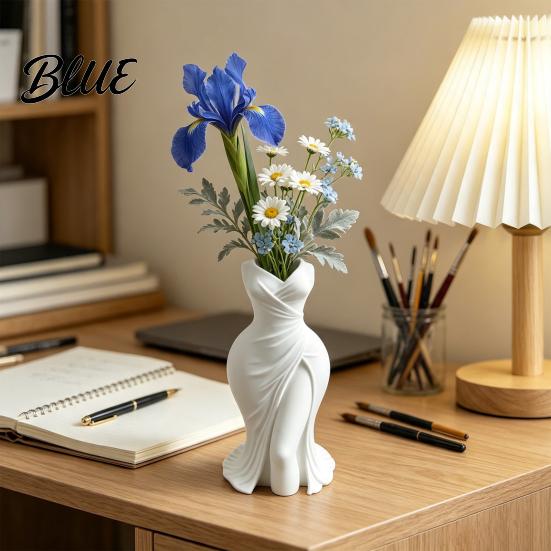 Artistic Human Body Vase Elegant Dress Shaped 3D Printed Vase Modern Minimalist Sculpture for Pleated Skirt Sculptural Home Decor Dressing