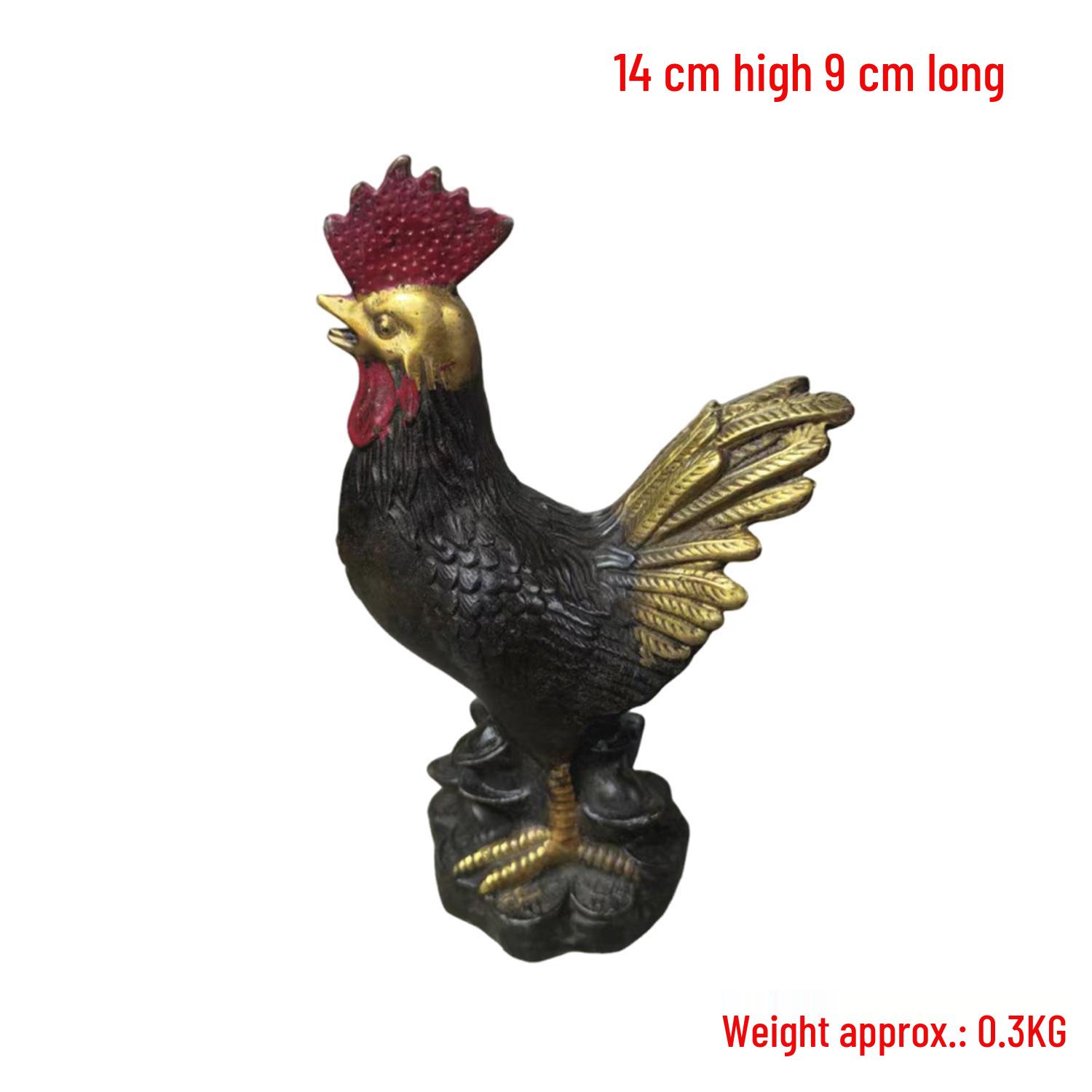 Vibrant Copper Rooster Figurine - Zodiac Mascot for Home, Office, or Housewarming Decor Colorful Copper Rooster