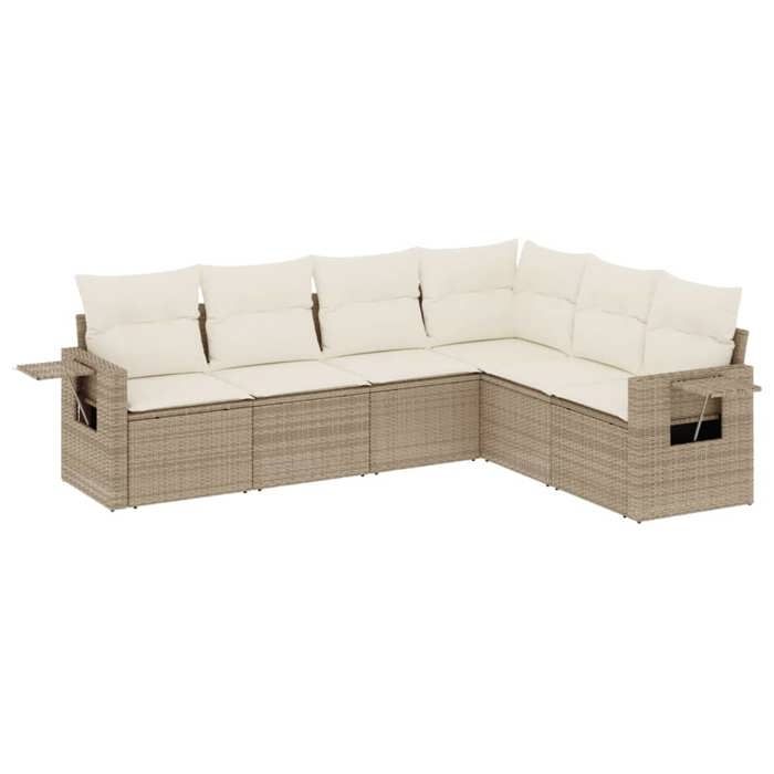 VidaXL Garden Lounge Set with Cushions 6 Pcs, Patio Sofas, Patio Furniture Set, Outdoor Furniture, Beige 3220207