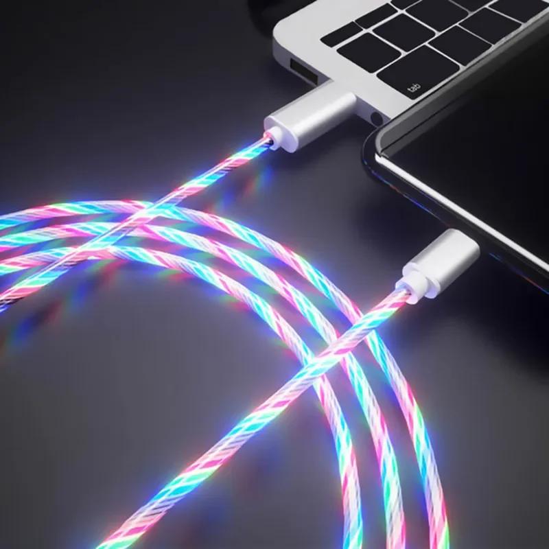 Typ C Ladekabel USB Schnelllader LED-Beleuchtung Leuchtendes Lade-Datenkabel für IPhone 14 13 Pro Max Xiaomi Universal