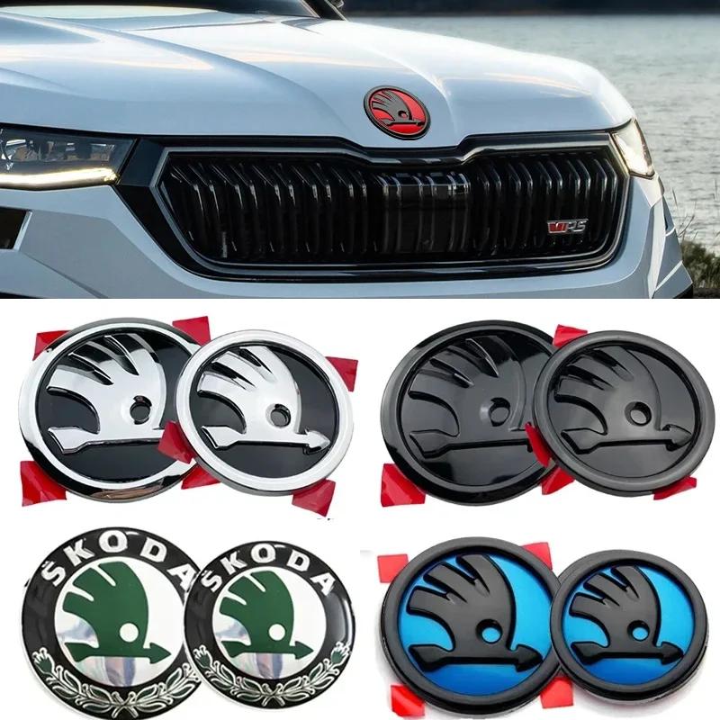 80mm 90mm ABS Car Front Grille Emblem Trunk Stickers for Skoda Logo Karoq Kodiaq Fabia Rapid 3 Superb VRS Octavia 2 3 A5 2025 hkpx25