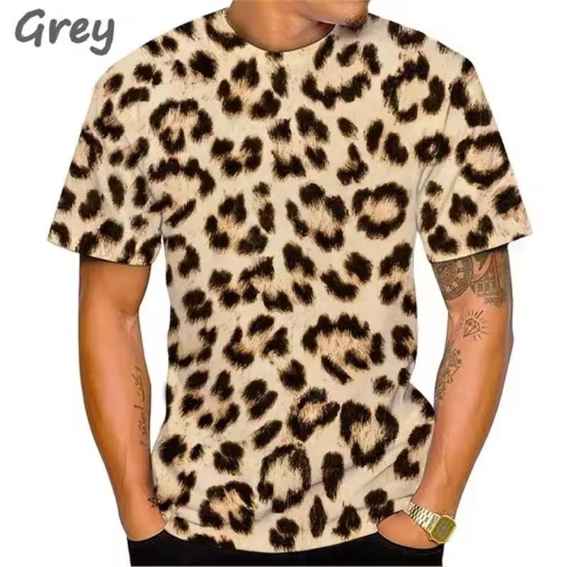 

Fashion 3D Printed Leopard Pattern T-shirt Men Round Neck Short Sleeve Men s Tee Tops Plus Size Streetwear Men T Shirts S