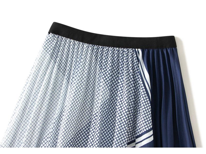 Women's 2022 Autumn High Waist Pleated Digital Print Mid-Length Skirt