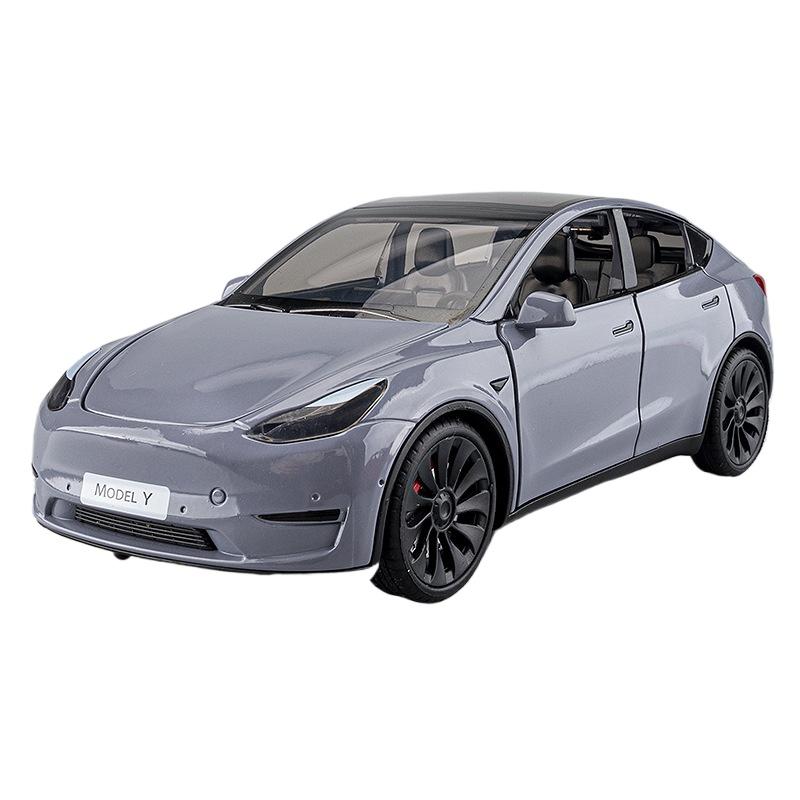 

1/24 Tesla MODEL Y Модель автомобиля из сплава, литая под давлением металлическая игрушечная модель автомобиля, имитационная коллекция, звук, свет, детская игрушка в подарок серый
