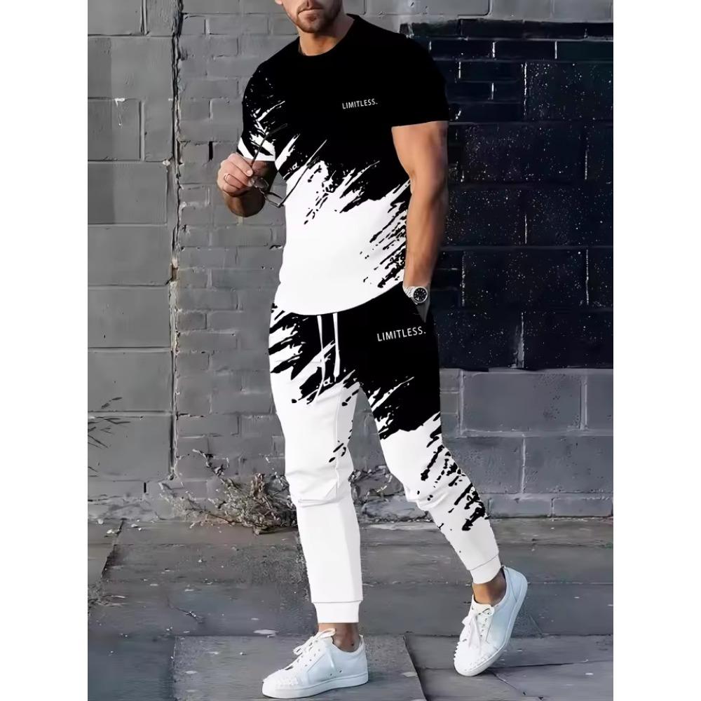 2026 Summer Men's Suit with 3D Printed Pattern Breathable Lightweight Comfortable Leisure Sports Outdoor Men's Clothing