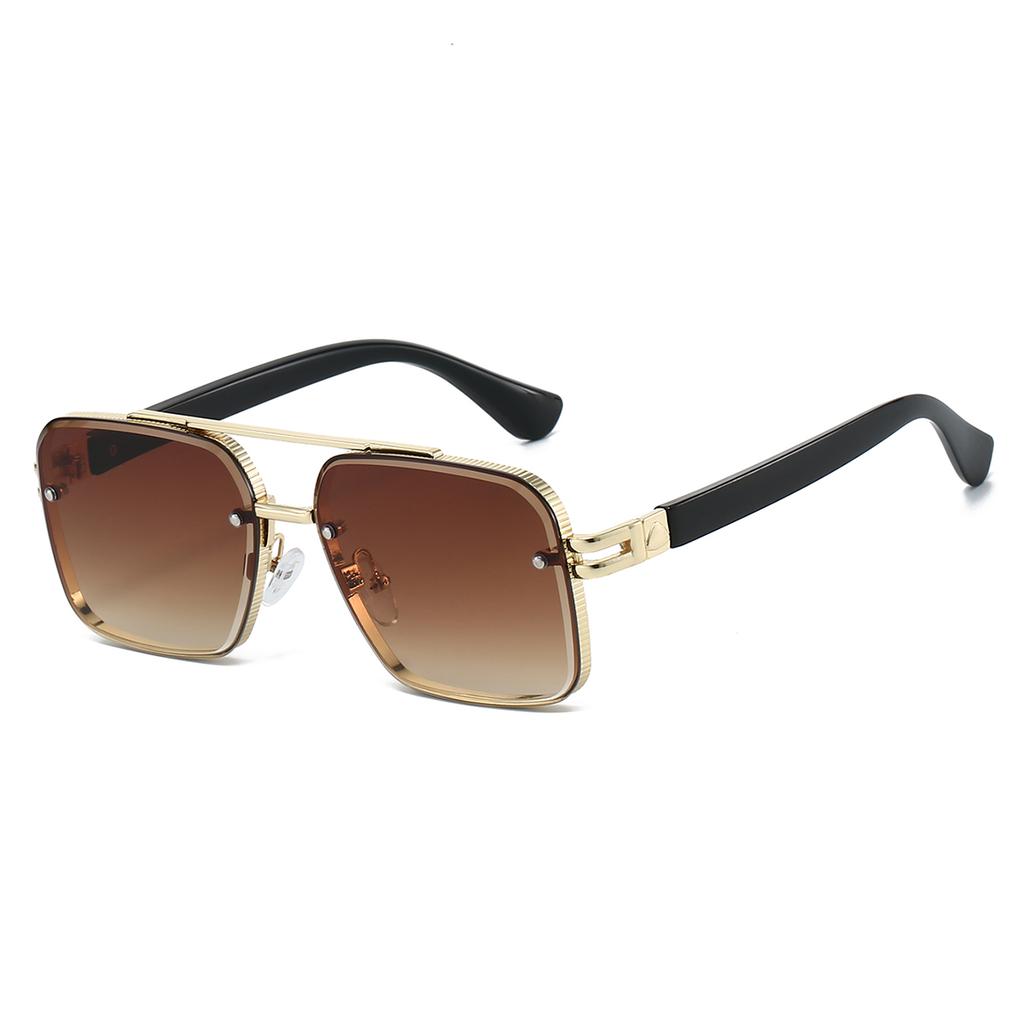 Vintage Square Sunglasses Men Fashion Double Bridge Casual Sun Glasses New Trendy Luxury Brand Designer Outddor Shades