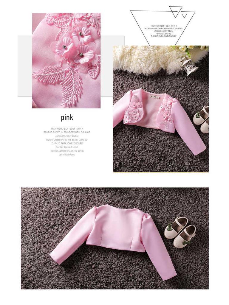 Girls' Long-Sleeve Princess Evening Cape Shawl for Flower Girl or Baby Girl Wedding Dress.