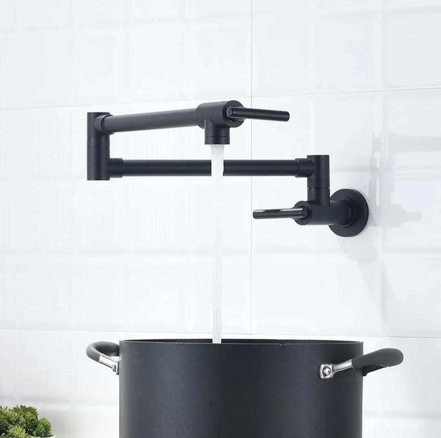 Wall hanging folding faucet 304 stainless steel kitchen stove house household can swing arm single cold double boiling tap