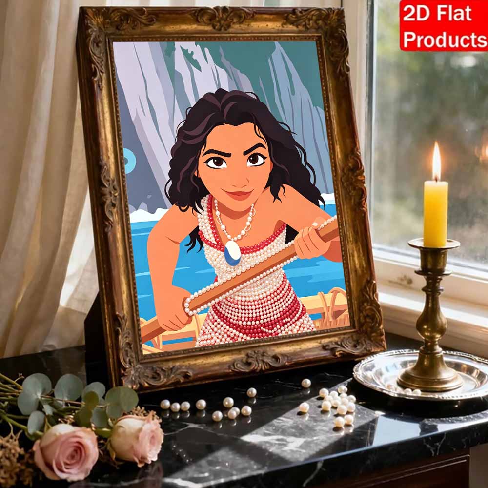 Disney Pearl Painting Moana Handmade DIY Pearl Gemstone Painting Pictures Crafts Special Shape Home Wall Decoration