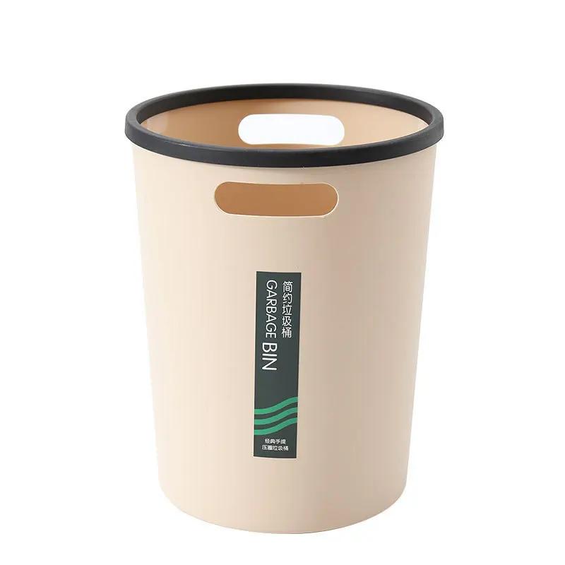 Household Large Thickened Garbage Can Binaural Portable Round Storage Box Pressure Ring Without Cover Kitchen Trash Bin