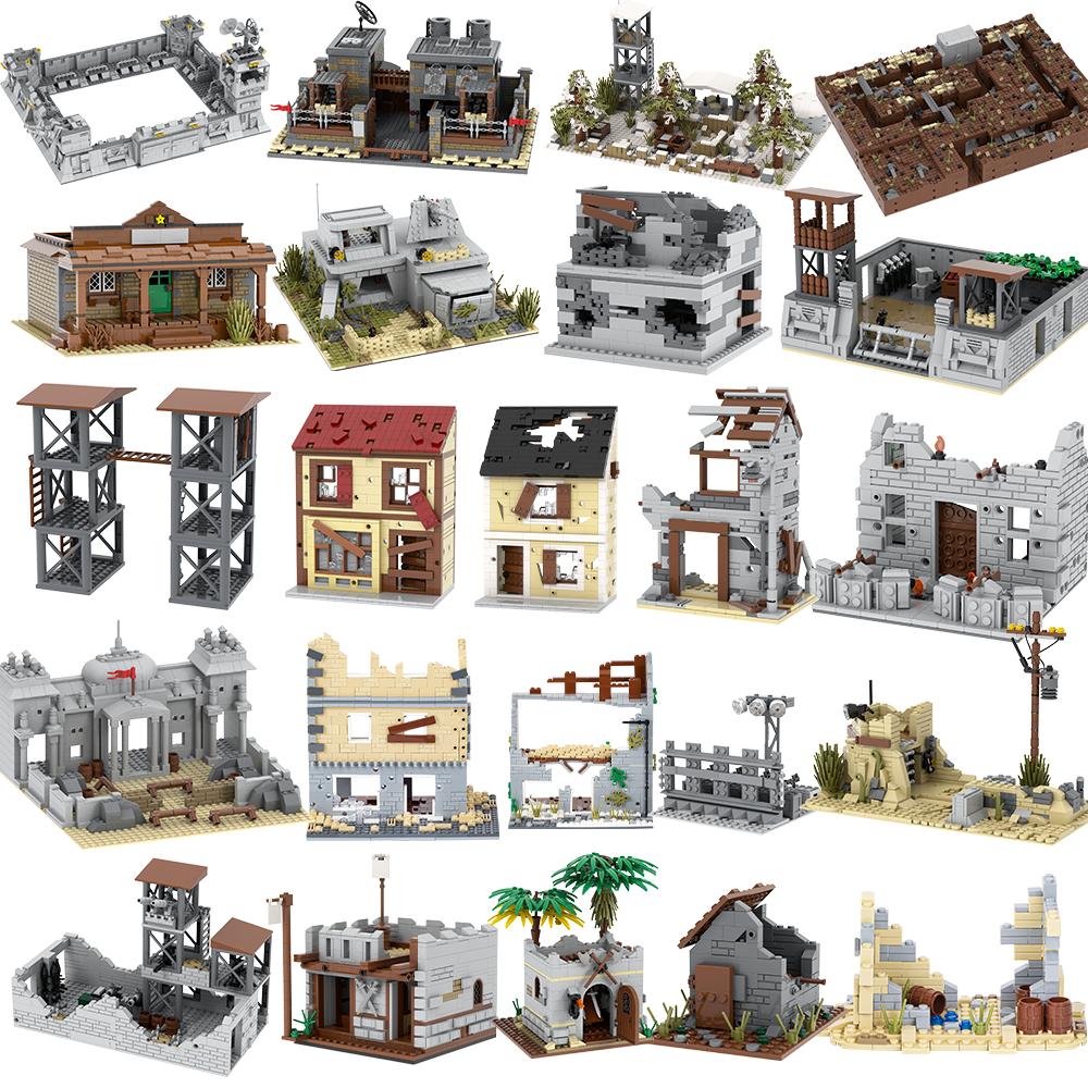 MOOXI WW2 Modern Military Architecture MOC Model Bricks DIY Diorama Adult Children Toy Building Blocks Set Montessori Gift Model