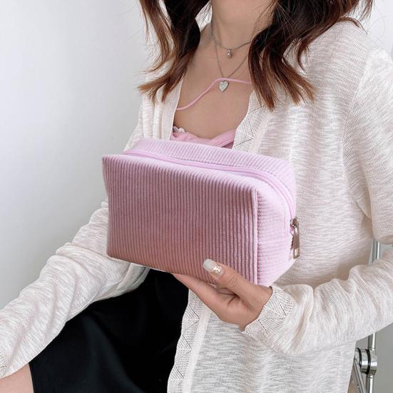 Cord Makeup Tasche Reise Toilettenartikel Organizer Clutch Tragbare Einfarbige Kosmetiktasche für Zuhause Täglichen Gebrauch Reise Urlaub