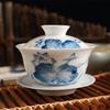Premium White Porcelain Gaiwan Set 160ml - Blue & White Ceramic Gongfu Tea Bowl, Sancai Covered Cup, Chinese Tea Ceremony