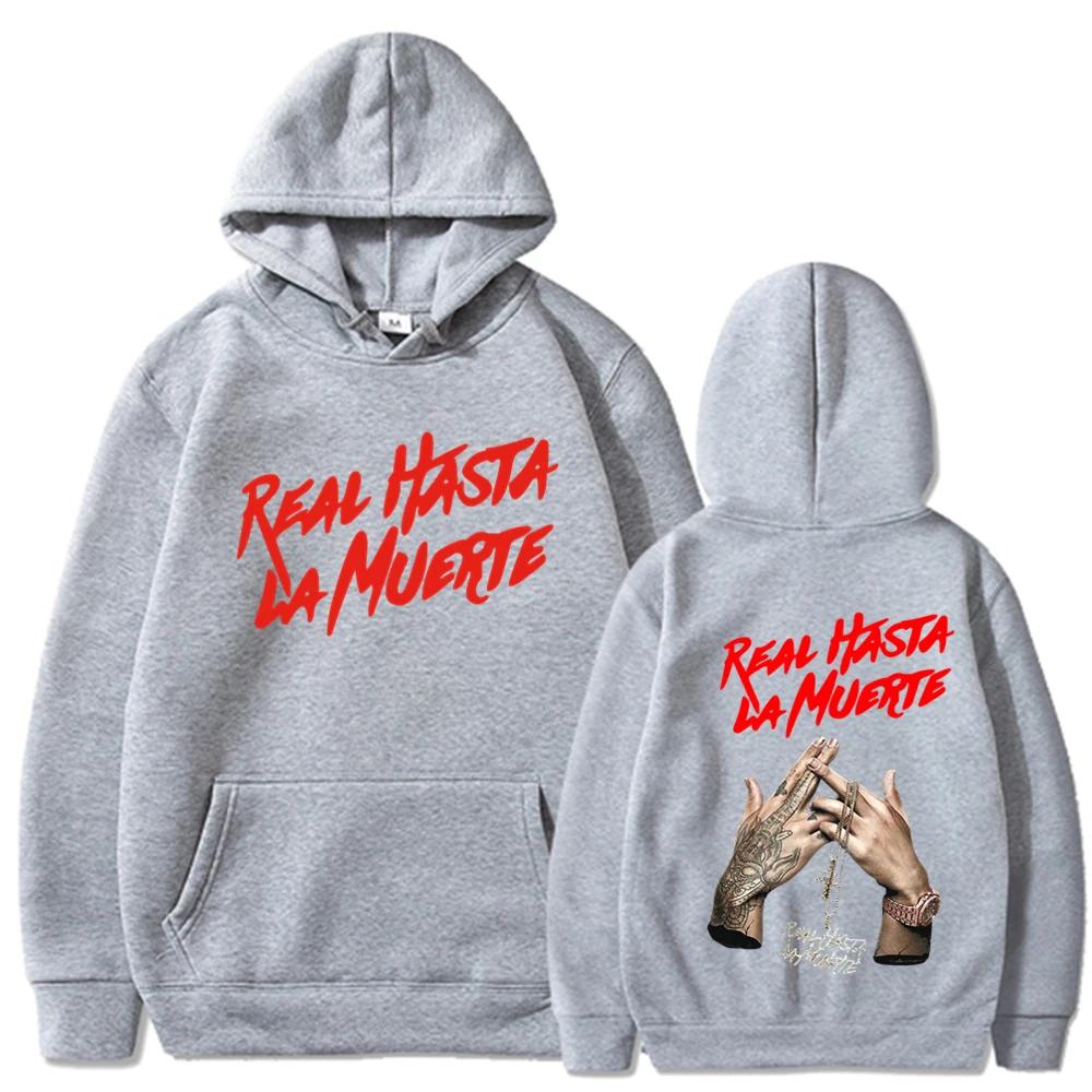 Anuel AA Hoodies Autumn Fleece Hoodie Men's Anuel AA Real Hasta La Muerte Printed Sweatshirts Rapper Loose Pullover Streetwear