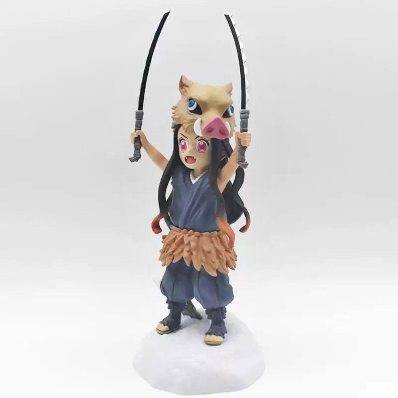 TrendyToys 20cm Dämonentöter Figur :Piggy Beans Cos Nezuko & Inosuke Hashibira PVC Actionfigur Anime Dekoration Sammlerstücke Spielzeug