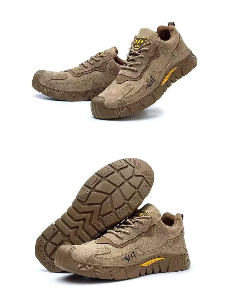 Men's Anti-Smash Steel Toe Work Shoes – Lightweight, Breathable, Puncture-Resistant, Anti-Slip, and Comfortable Construction Site Safety Footwear.