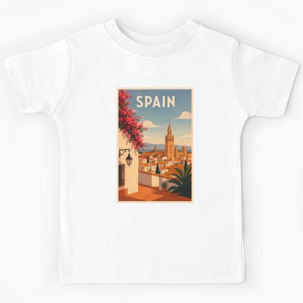 Spain Seville Illustration Travel Art Vintage Kids T-Shirt 160