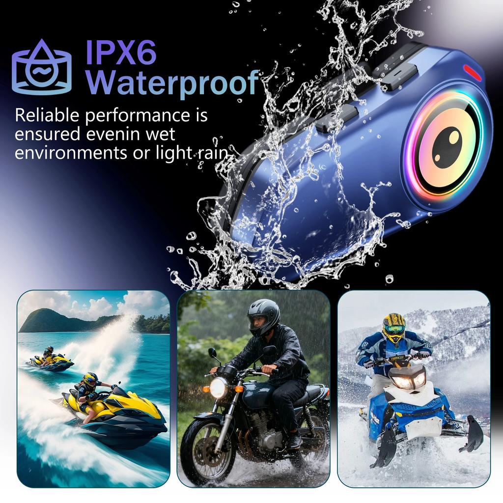 G1 Motorcycle Helmet Bluetooth Intercom 1000mAh Battery MP3 Player Waterproof 500M Range Music Share for 2 Rider