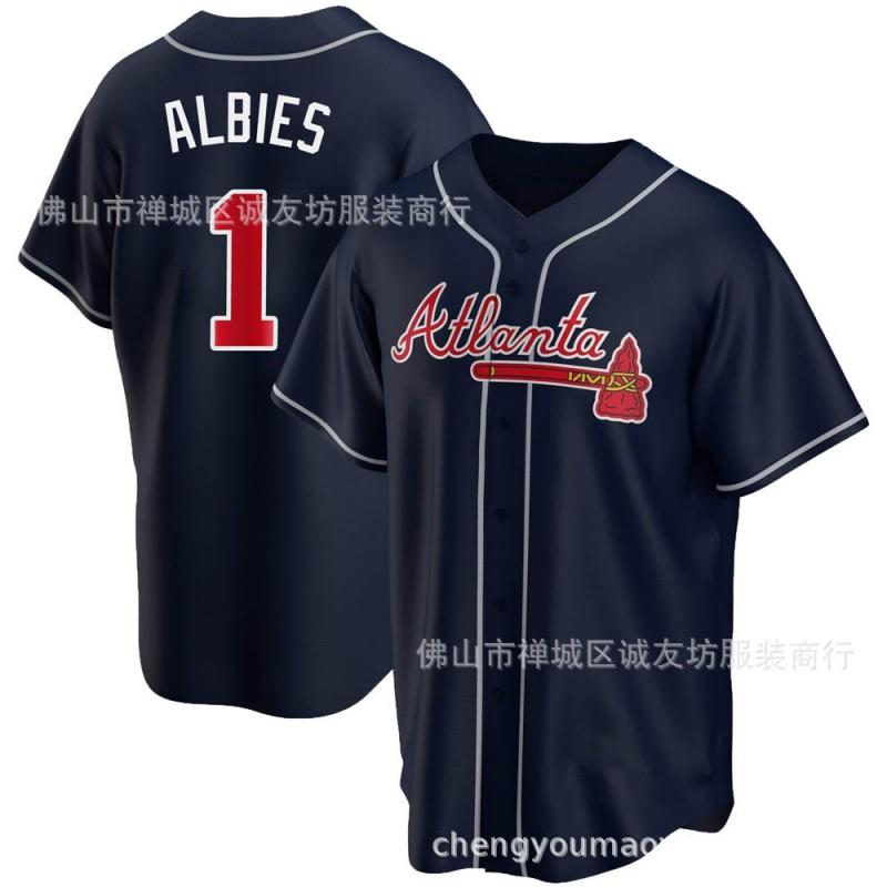 Mens White Champion Edition MLB Atlanta Braves Ozzie Albies Baseball Jersey Unisex Sportswear Fall Winter