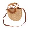 Damen Rattan Tasche Retro Mode Kleine Halbkreis Handgewebte Stroh Umhängetasche Clutch für Strand