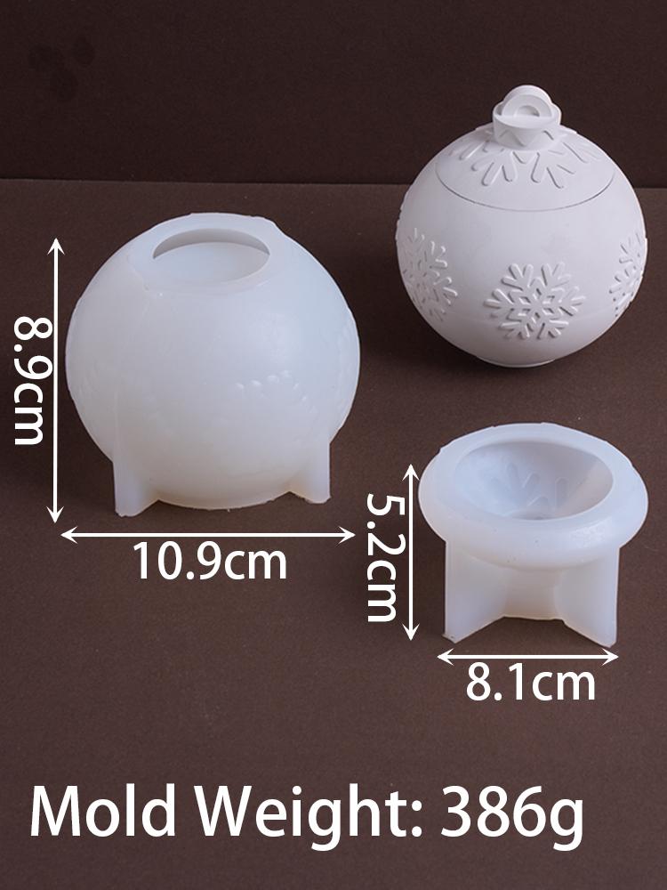 3D Christmas Ornaments Candle Jar Silicone Mold DIY Round Relief Snowflake Ball Storage Box Plaster Resin Craft Casting Molds
