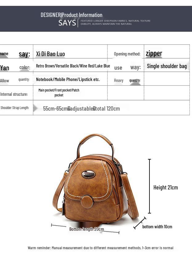 2025 Summer Retro European & American Crossbody Single-Shoulder Women's Backpack
