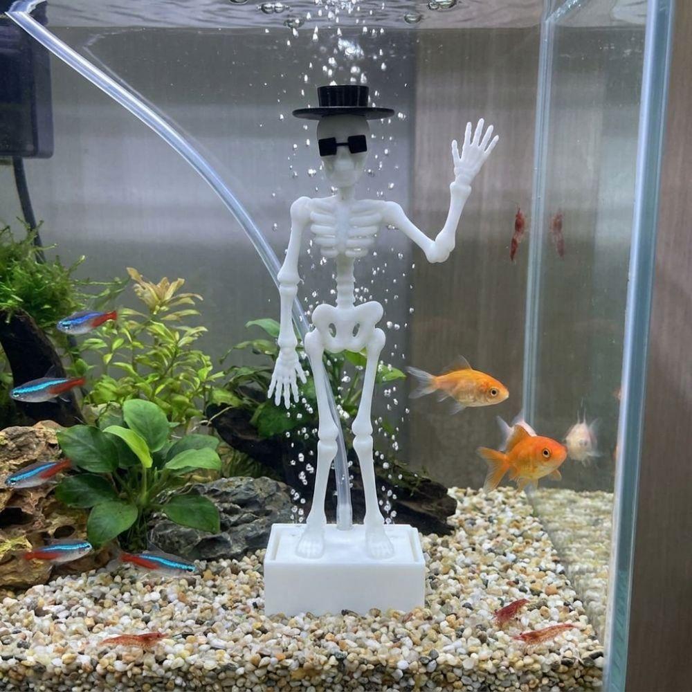 Wear Hat Sunglasses Fish Tank Dance Skull Ornament Movable Oxygen Skeleton  Aquariums Enthusiasts