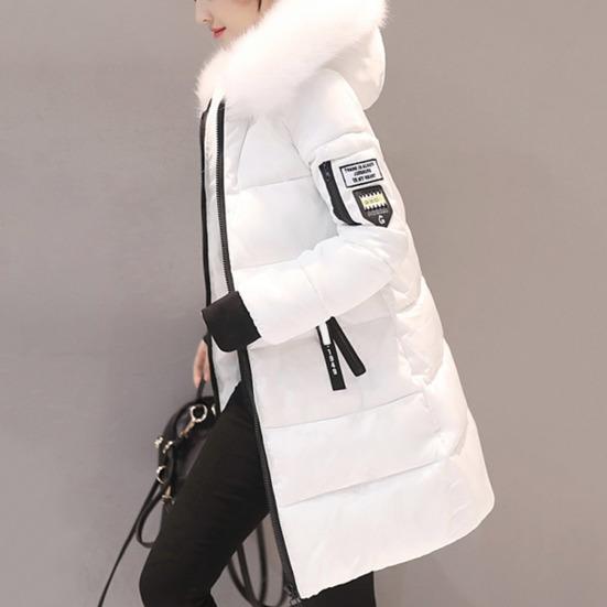 Cappotto invernale da donna in cotone Imbottito imbottito imbottito con cappuccio di media lunghezza antivento caldo tasche con cerniera Zip manica lunga tinta unita Slim Fit Lady