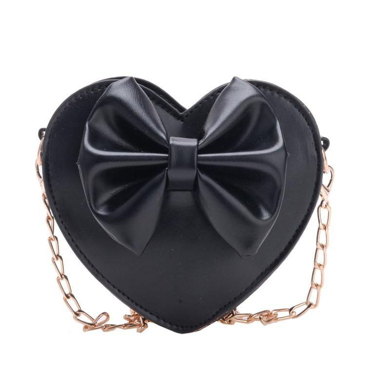 Borsa a tracolla singola con cuore e fiocchi alla moda per bambini, Borsa a tracolla con catena alla moda per l'uso dei bambini