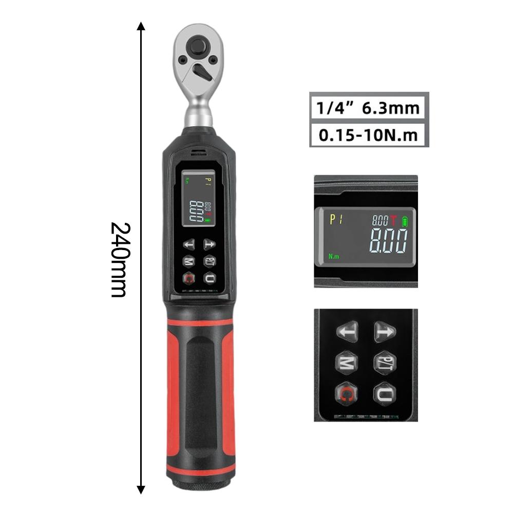 

Digital torque wrench 14 38 12 inch with quick release socket vibration buzzer LED notification overload protection