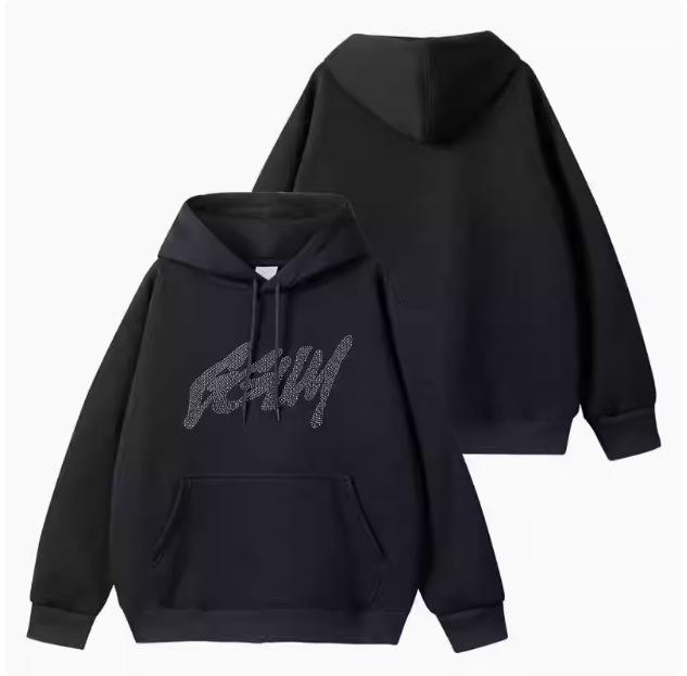 Ranjun GGUM Pullover-Hoodie mit Samtfutter und Aufdruck - Herbst-/Winter-Stil-Sweater