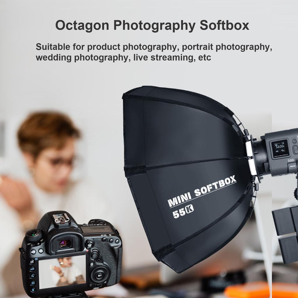 YnBox 55K 55cm 22in Octagon Photography Softbox with Bowens Mount Removeable Diffuser Carrying Bag for YONGNUO YNLUX100