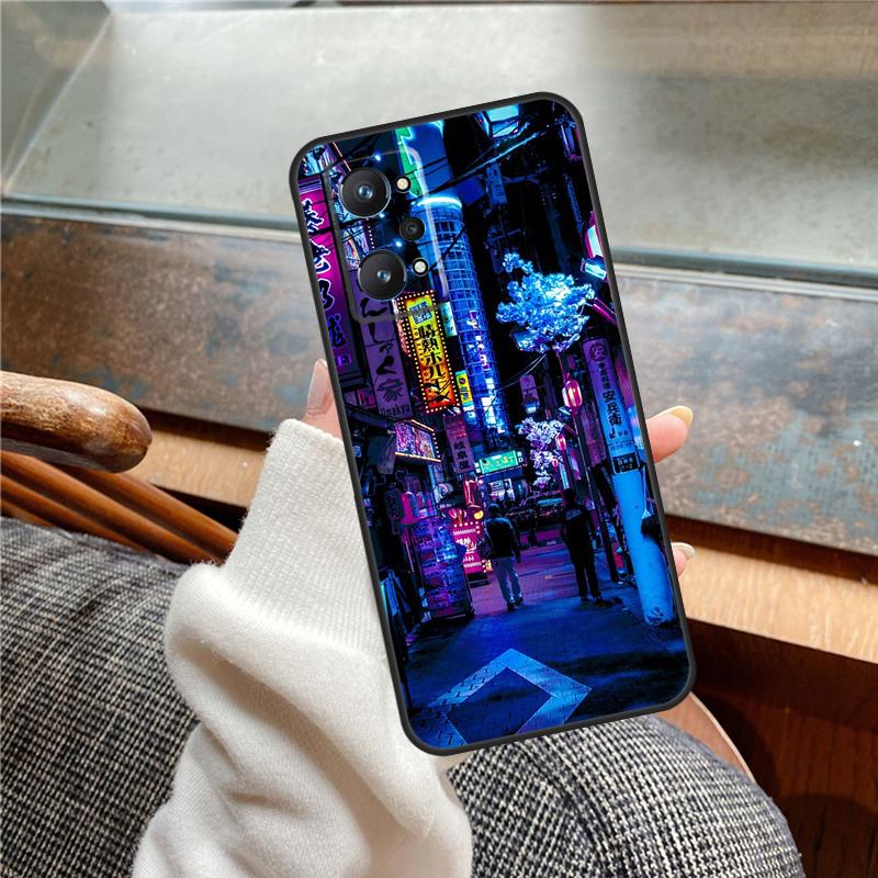 Japanese Night City Aesthetic Case For Realme 11 12 13 14 Pro Plus C53 C55 C51 C25 C63 C61 C65 C67 C71 C75 GT6 GT7 15 Pro