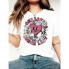 European Size One Loved Lunch Lady Heart Pattern Print | European and American Fashion Casual Round Neck Short Sleeve T-shirt