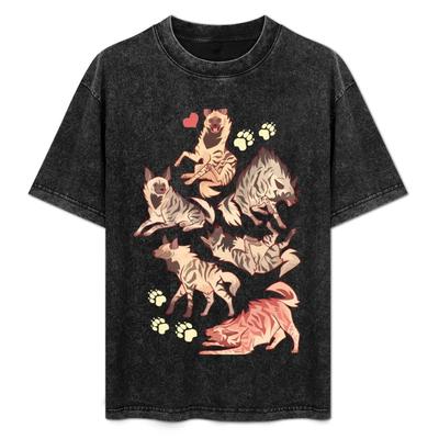 Camiseta de Hiena Listrada sem texto, camiseta gráfica oversized, roupas de anime, camisetas para Homens, pacote