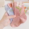 Meias de Flores Adoráveis Para Mulheres e Meninas Meias Respiráveis Estilos Coreanos Doces Meias de Cano Médio para Uso Estudantil