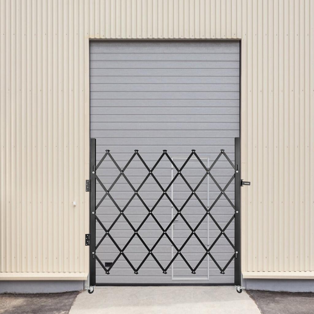 Single Folding Security Gate, 94 × 122 cm(W × H) Folding Door Gate, Steel Accordion Security Gate, Flexible Expanding Security Gate, 360° Rolling