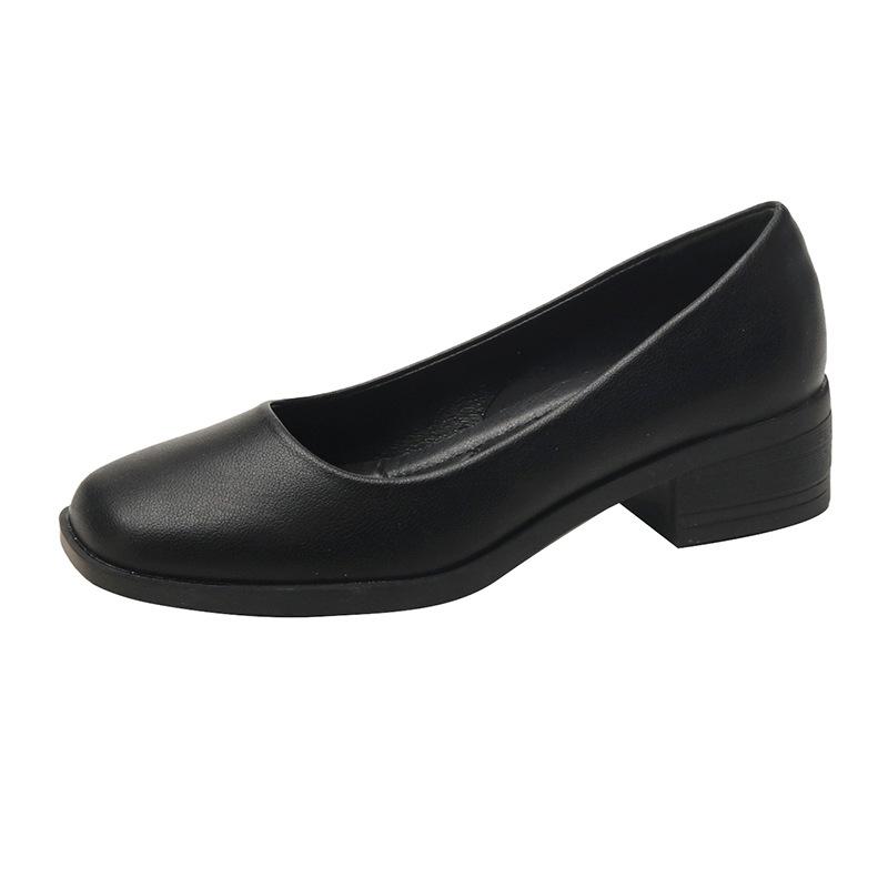 

Рабочая обувь стюардессы, черные женские кожаные туфли, толстые каблуки, при долгой работе стоя ноги не устают, мягкая подошва удобна 39