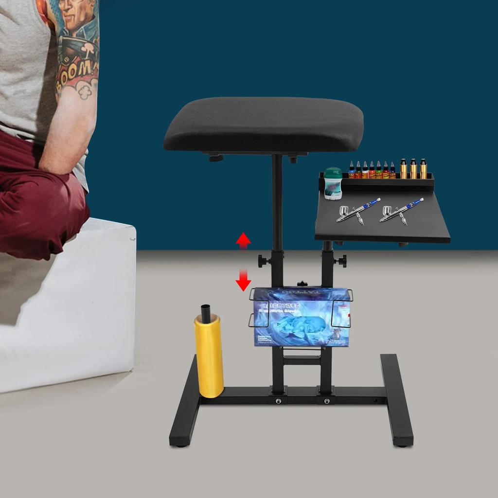 Adjustable & Foldable Tattoo Workbench Stand - Oversized Arm Rest with 360° Rotating Table for Tattoo Artists & Professionals