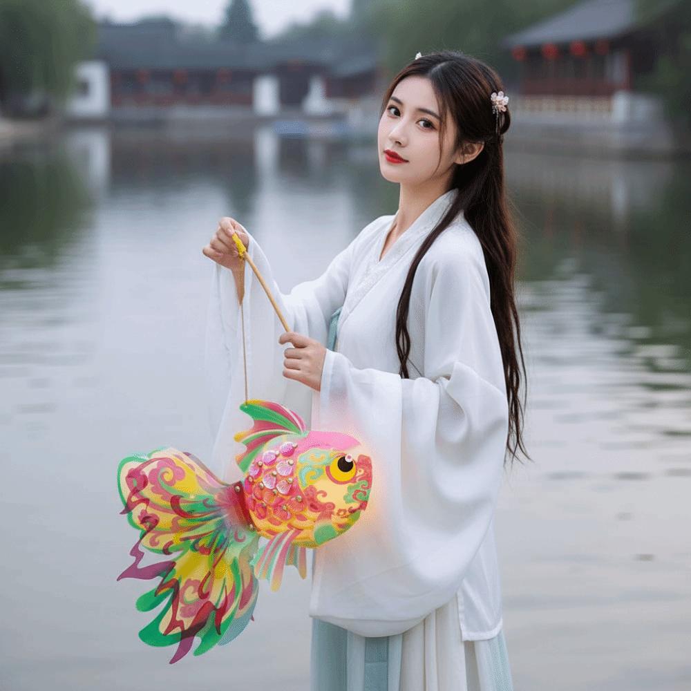 Handmade Goldfish Lantern DIY Traditional Mid Autumn Craft Paper Lamp Kit Autumn