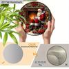 2D Flat Aluminium Merry Christmas Sign with Santa Claus & Fireplace Pattern - Warm Winter Figurine Ornaments - Ideal for Front Door, Wall, Porch