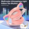 Flash Lamp Cat Ear Bluetooth Headphone With MIC Support 3.5mm AUX/TF Card Play Wireless Headset Kids Girl Earphone Birthday Gift