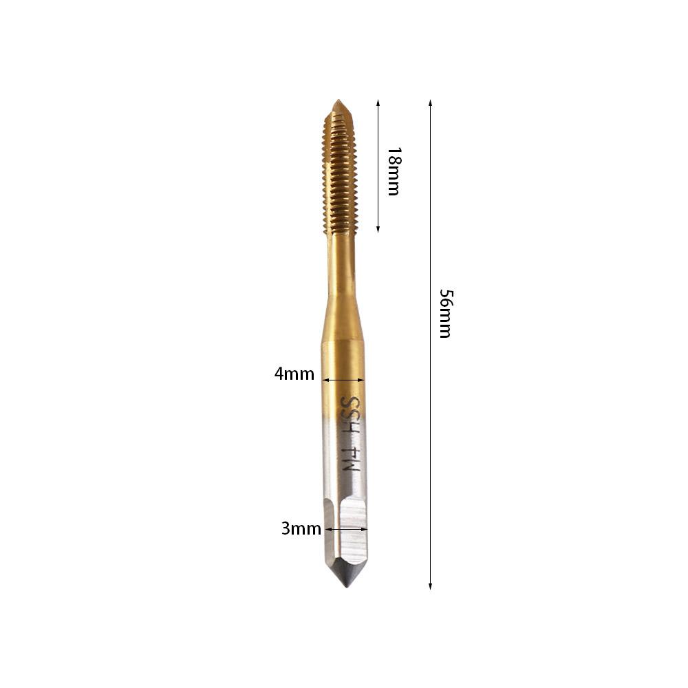5PCS Titanium Coating Screw Tap Spiral Point Metric Machine Thread Tap HSS Straight Flute Tap Drill Set Tapping Tool