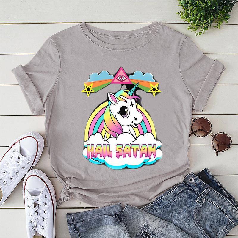 Hail Satan T-Shirt Men's Fashion Short Sleeves Cotton Tops Fashion Clothing