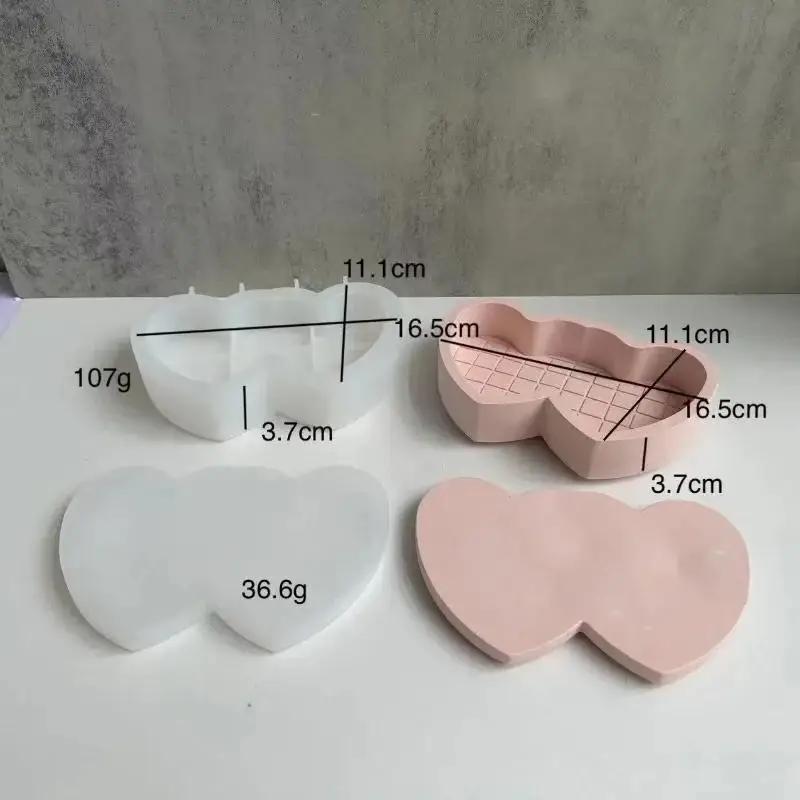 1 Pcs Heart Shaped Jewelry Storage Tray Gypsum Molds Love Grid Storage Box Silicone Mold Kitchen Baking Chocolate Mould
