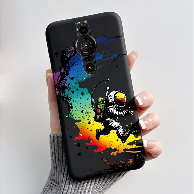 Printing Pattern Case For Sony Xperia Pro-I Fundas Soft Silicone Black Shell Cover Cute Flower Cartoon Casing Capa Coque