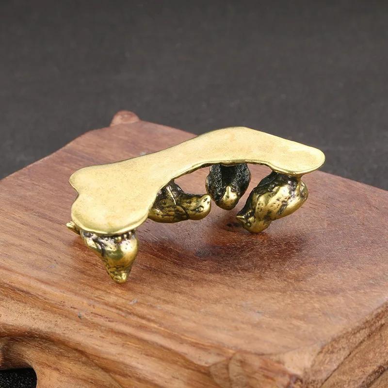 Solid Brass Chicken Rice Figurine Miniature Tea Pet Desktop Small Ornament Animal Home Decoration Accessories Children Gifts